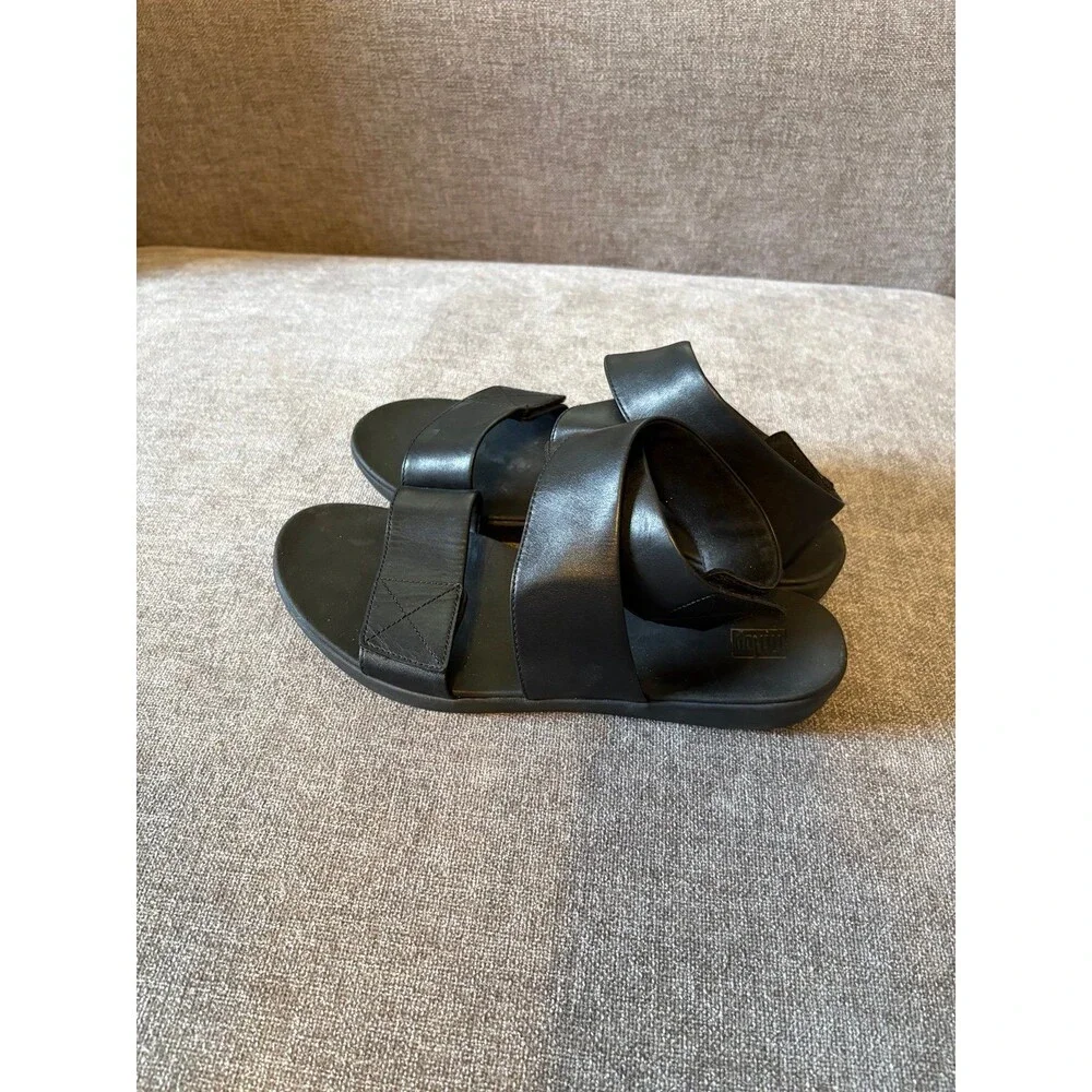 FitFlop Woman Carin Leather Back ankle Strap Sandals Size 9 in Black